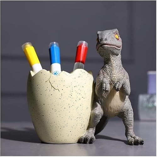 MQELHKCYSGX Cute pencil holder, funny dinosaur desk accessory, home office decoration items, artistic tools storage box