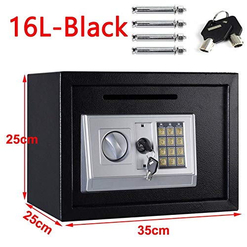 TBLOTYD Home Safe Cash Safety Box Waterproof Wall Mounted Money Deposit Box with Lock Key Home Use Safety Box/23X17X17Cm，35X25X25Cm(16L) Black
