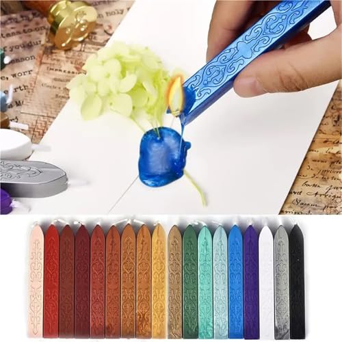 Sealing Wax Sticks 9pcs Convenient DIY Handmade Wax Seal Sticks Antique Sealing Candle with Wick for Postage Letter Retro Vintage Stamp(Aqua Blue)
