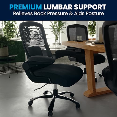 Flash Furniture Big & Tall Mesh Swivel Office Chair, Black