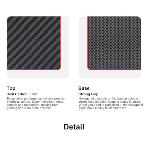 Real Carbon Fiber Desk Pad, Mouse Pad for Gaming&Work, 900x400mm Large Size
