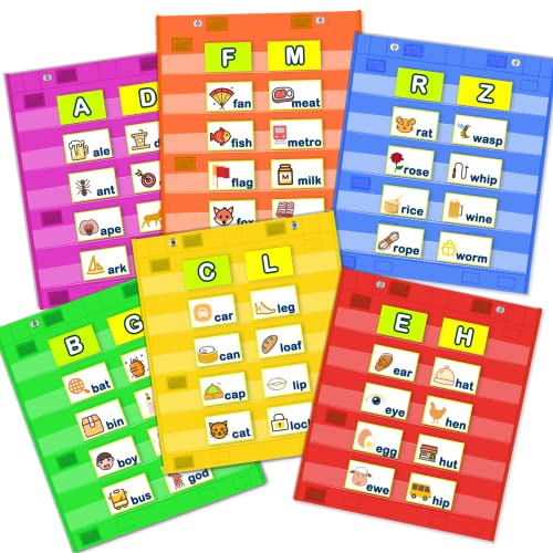 EAMAY Classroom Magnetic Pocket Chart for Kids, Mini Double-Sided Pocket Charts for Teachers Fits 3" Sentence Strips and Cards(14" x 17") (6)