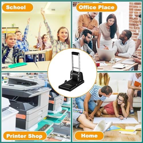 2 Hole Paper Punch, Heavy Duty Paper Punching Machine with 2 Replaceable Blades, 100 Sheet(Thickness 15mm) Punch Capacity, Hole Diameter 6mm, Durable for Office, Print Shops, School