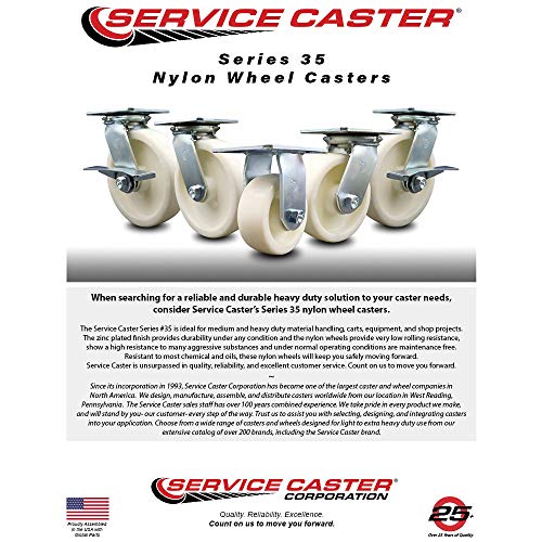 6 INCH Nylon Swivel Caster Swivel Locks 2 Brakes, 2PK