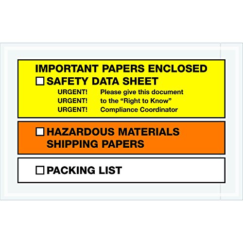 Tape Logic TLPL497 "Important Papers Enclosed" SDS Envelopes, 6 1/2" x 10", Yellow/Orange (Pack of 1000)