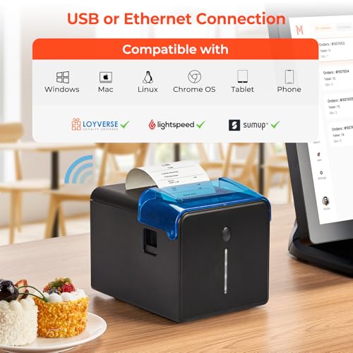 MUNBYN WiFi Receipt Printer P905 with USB Port, 80mm POS Printer