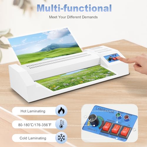 13 in Thermal Laminator Machine, 600w 4-Roller Mini Laminator 176-356℉