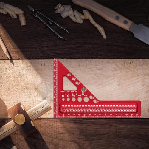 Woodworking Triangular Ruler,3D Aluminum Measuring Square Protractor for Tools