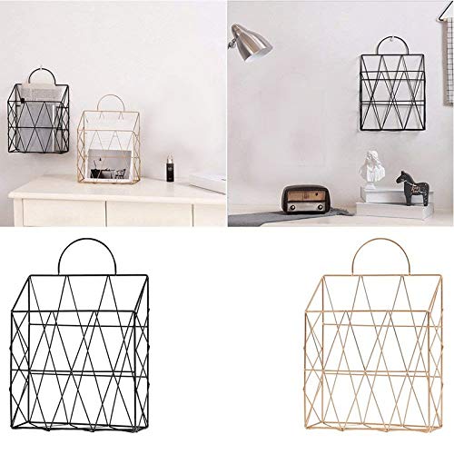 NSUQOA Magazine Holder Hanging Wall Mounted Newspaper Periodical Book Document File Organizer Basket Metal Shelf Storage Container Di(Gray)