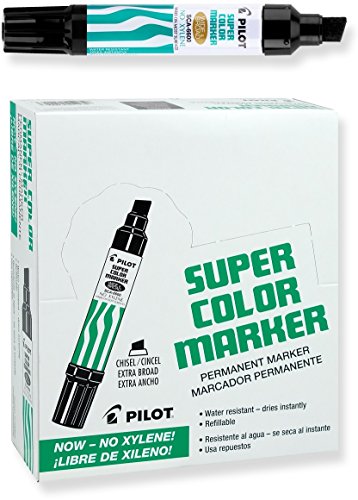 PILOT Super Color Jumbo Refillable Permanent Markers, Black, 12-Pack