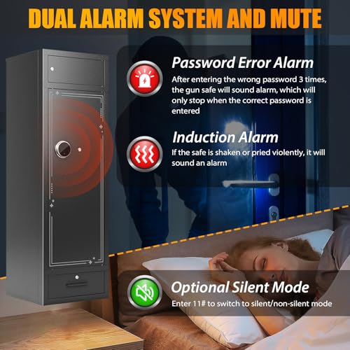 Zevemomo 10-12 Gun Cabinet, Gun Safe for Rifles and Pistols with Drawer
