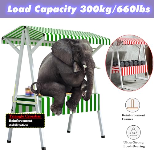 MLYAYE Retail Display Stand Red Green for Vendor Booth, Portable Carbon Steel Folding Shop Concession Stall Shelf with Awning & Tablecloth for Selling Food/Market Vending(Red,L 43 inch)
