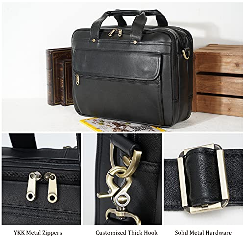 Polare Napa Leather 16" Business Briefcase Laptop Messenger Bag for Men