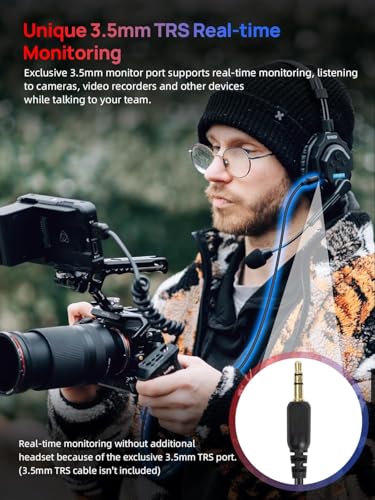 Keenous SYNCO XTALK X2 Wireless Intercom Headset System 2.4GHz 1148ft/350m Long Distance Range Real-time Monitoring Communication Headset for Live Show Stage Performance Movie Shoot (X2 for 2 persons)