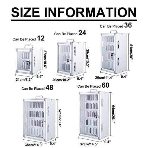Phone Storage Box, Mobile Phone Pocket Chart, Aluminum Alloy Clear Phones Storage Cabinet, for Office Classroom, The Phone Lock Box Cell Phone Holder (Silver 24，Silver-24