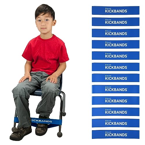 KICK BANDS Chair Bands for Kids with Fidgety Feet 12-Pack - ADHD Fidget Kickbands for Classroom Chairs & Desks - Solace Sensory Kickband (BLUE)