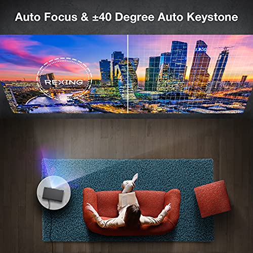 REXING PRD615 Smart Home Projector 750 ANSI Lumens HD, Autofocus,3D Video,HDMI,Duo USB 2.0,WiFi, 40-150 inch” DLP Projector, Miracast,App Store,Google Play,Chrome,Youtube, Netflix, Home Entertainment