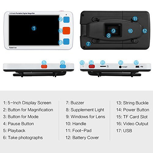 Koolertron 5" Digital Video Magnifier, Portable Reading Aid