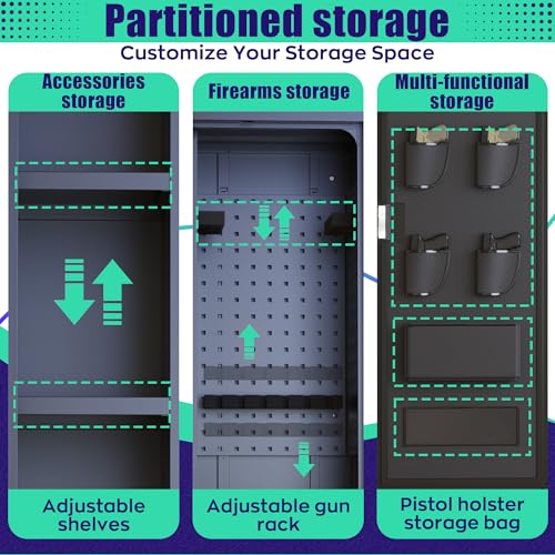 Eltean 14-15 Large Gun Safe for Rifles and Pistols,Gun Cabinet with Quick-Access Digital Lock and Adjustable Gun Racks,Rifle Safes for Home with 4 Adjustable Shelves and 4 Holsters