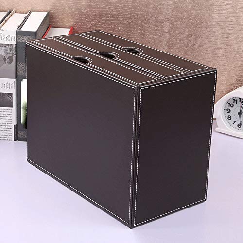 File Manager- Stacking Letter Leather Office Desk Supply Organizer, 3-Tier Files Sorter Workplace Desktop Storage