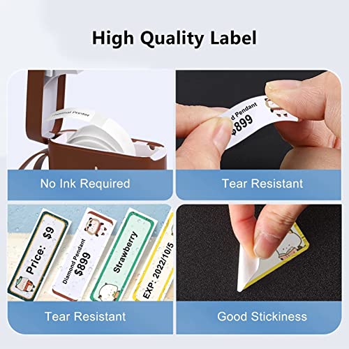 WERTGHJ Label Paper Thermal Printing Name Price Barcode Sticker Waterproof Tear Resistant Compatible for D11 Printer(E)