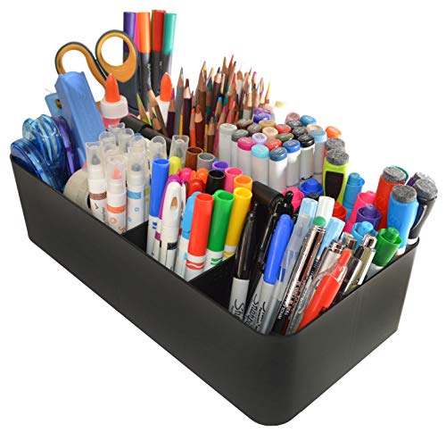 Enjoy Organizer -Large Portable Caddy, DIY Dividers, 8 Compartments, School Office Supplies Home Business Organizer,Portable Basket with Handle Storage Organizer Modern Made in USA (6 PACK, Black)