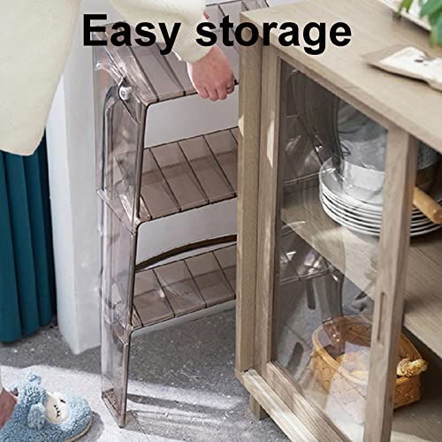 LWJQRSP 3 Step Ladder Folding Step Stool for Adults, Portable Acrylic Stool with Ladder, Adult Step Stools Foldable Stool for Home Office
