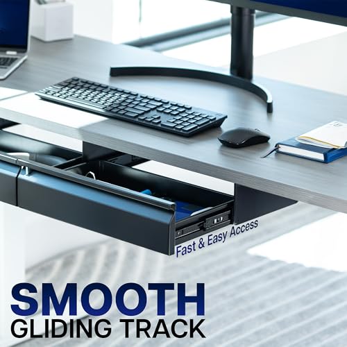 VIVO Black 32 x 9 inch Under Desk Slide Out Drawer Set, DESK-AC03A-2B