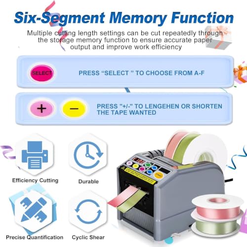 Adjustable Size Electric Tape Dispenser,200mm/S Constant Feeding Speed, Fits Various Roll Tapes Up to 300mm Outer Diameter for Office and Electronic Processing Work