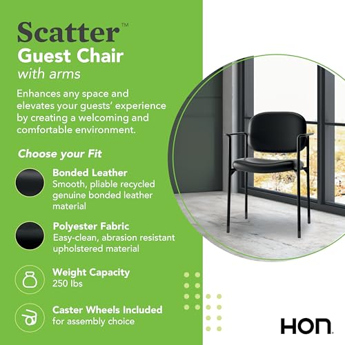 HON Scatter Guest Chair with Arms, Fabric Office Chairs, Black