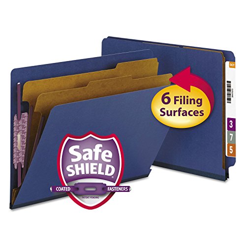 Smead End Tab Classification Folder, Letter, 6-Section, Dk Blue, 10/BX (26784)