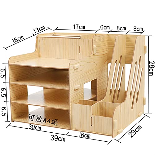 USZWBY File Desk Organizer File Rack Office Desktop Sundries Storage Rack Folder File Holder Storage Box Drawer Bookshelf Dormitory Desk Rack Wooden Office Supplies File Holder