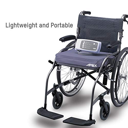 Apex Medical Sedens 500- Alternating Pressure Seat Cushion with Portable Pump – Lower Back & Butt Pain Relief- Fits Wheelchair, Office Chair, Driver Seat - Battery Embedded (17" x 17")