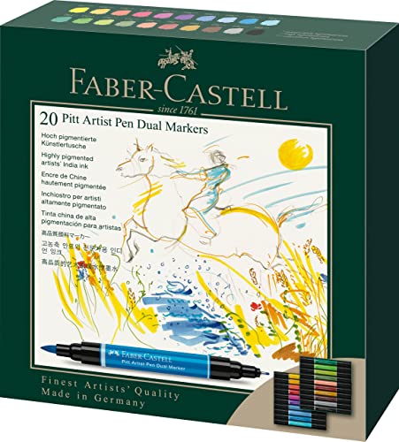 Faber-Castell Pitt Artist Dual Markers, 20 Colors for Lettering