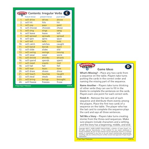Super Duper Publications | Sequencing Regular and Irregular Verb Tenses Set 2 Fun Deck | Communication and Early Reader Skills Flash Cards | Educational Learning Materials for Children