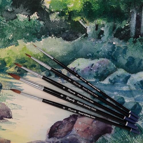 Creative Mark Rhapsody Kolinsky Sable Brushes for Professional Watercolorists - Round # 8 Excellent Spring, Full Belly, Split-Proof Points, Chrome Ferrules, Short Handle, English Sizing