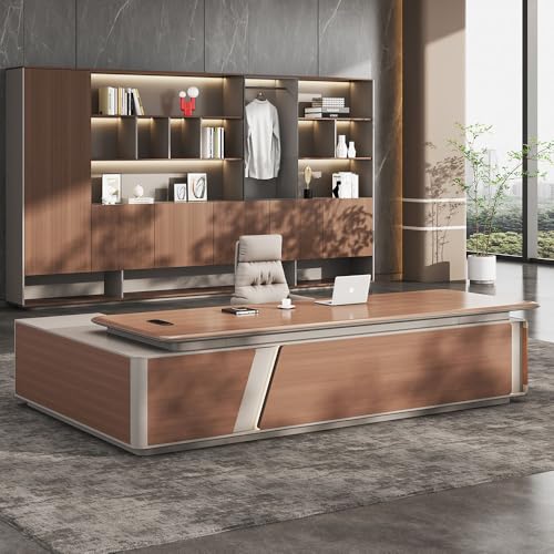 RAYFOKPK Luxurious L-Shaped Administrative Desk-78.74/86.6 "Spacious Solid Wood Manager Computer Desk, Modern Simple Administrative Workstation (Suitable for Office/Study)