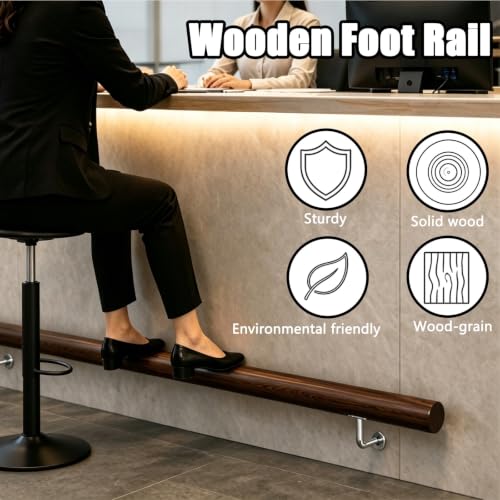Wooden Foot Rail for Kitchen Island, Bar Footrest Railing