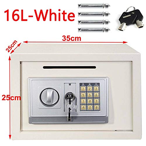 TBLOTYD Home Safe Cash Safety Box Waterproof Wall Mounted Money Deposit Box with Lock Key Home Use Safety Box/35X25X25Cm，35X25X25Cm(16L) White