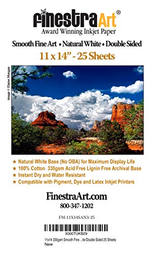 11" X 14" Smooth Fine Art Museum Natural White Double Sided - 25 Sheets