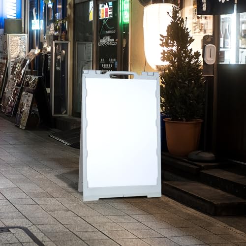 BannerBuzz Premium A-Frame Sidewalk Sign with Dry Erase Surface, Plastic Frame and White Board for Outdoor and Indoor Advertising (2' W x 3' H, White)