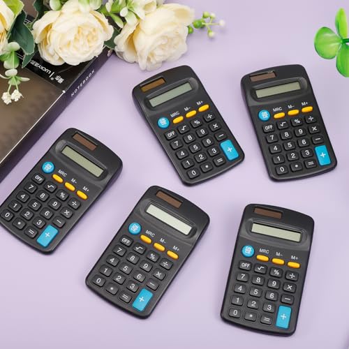 Bgtecho 24 Pack Pocket Calculator, Dual Power Basic Calculator, Black