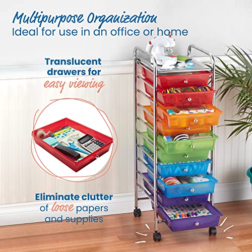 ECR4Kids 10-Drawer Everyday Mobile Storage Utility Cart, Assorted