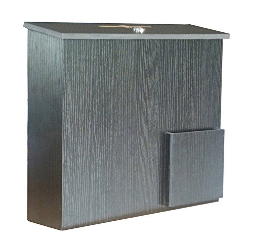 FixtureDisplays® Wooden Collection Receptacle Suggestion Donation Charity Fundraising Organizer 15"w x 12-3/4"h x 3-5/16"d 1040-85-BLK 1040-85-BLK