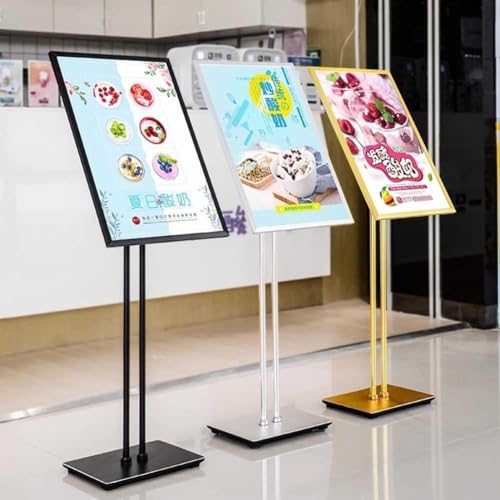 Sign Holder Floor Stand, Adjustable Poster Stand Sign Holder Heavy Duty, Acrylic Sign Store Sign Holder Stand,Standing Floor for Indoor Outdoor,Black,42x59.4cm