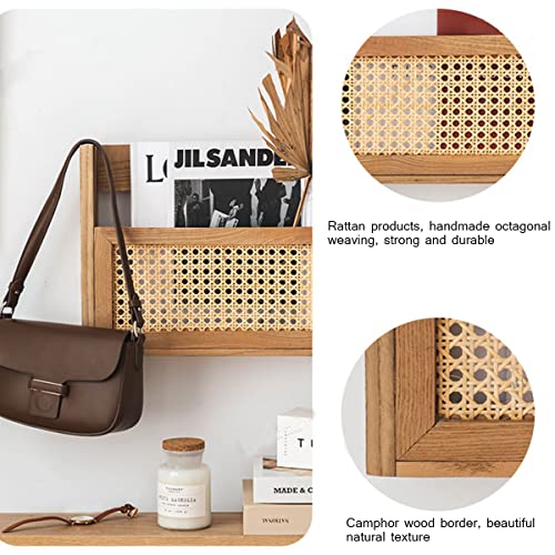 BOOMALTU Wood Desk Organizer,Wood Wall Mounted Hanging Document Filing Organizer,Magazine Rack,Mail Holder Organizer 11.8 H X 31.5 L X3.5 W inches