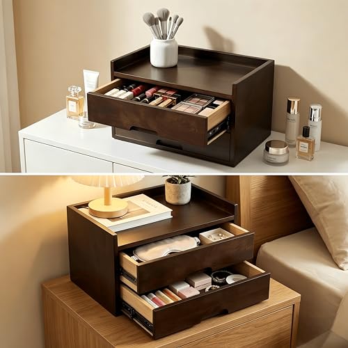Gphudpzdl Solid Wood Desk Organizer with Drawers, Wooden Desktop Drawers