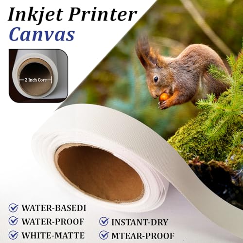 Premium Polyster Canvas Roll, Canvas Paper for Printing, Quick Dry, Wide Format Inkjet Printer Compatible, Paper Roll, Perfect for Fine Art, Photography, Giclée Printing, Archival Quality Prints
