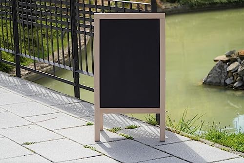 Aranaz - Whiteboard Easel with Double Sided - Solid Beech - Black - Ideal for Hospitality, Children, Restaurant, etc. - 55 cm x 34 cm x 100 cm