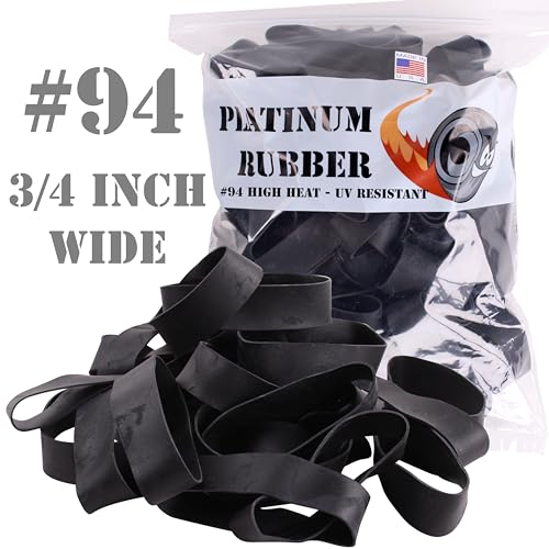 Black #94 Large Premium Outdoor Rubberbands .75 inch Extra Wide Survival, Made in USA, High Heat UV Resistant Platinum Rubber Crepe Band Approx. 105 per LB, 26 per 1/4lb (3-1/2" Long x 3/4" W) (5, Pounds)